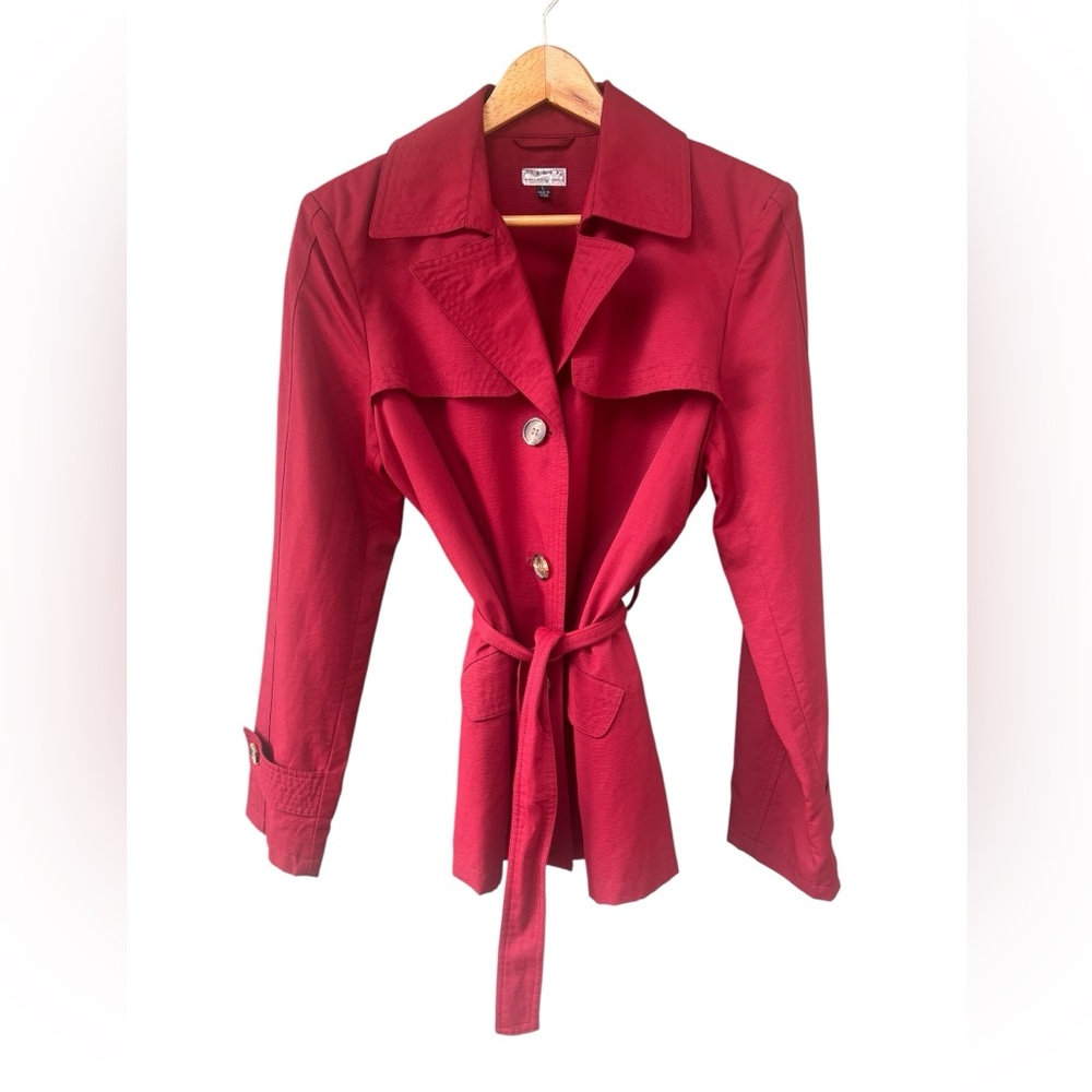 GIACCA Gallery Company Wine Colored Trench Coat | Size Large